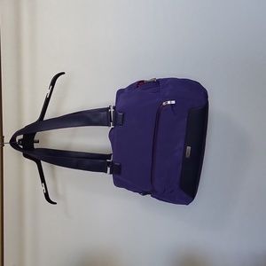 Tumi Carry On Purple Nylon Leather Bag  Pockets  Zipper Closure Pink Lining